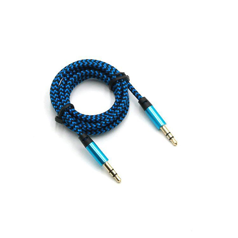 1M Nylon Jack Aux Cable 3.5 mm to 3.5mm Audio Cable Male to Male Kabel Gold Plug Car Aux Cord for iphone Samsung xiaomi DHL FEDEX