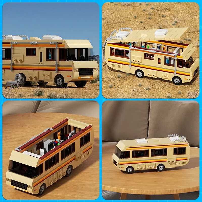 Blocs Gobricks nouveau Breaking Bad Pinkman laboratoire de cuisine RV voiture blocs de construction ensemble Walter blanc Van véhicule jouet pour enfants cadeau d'anniversaire L240118