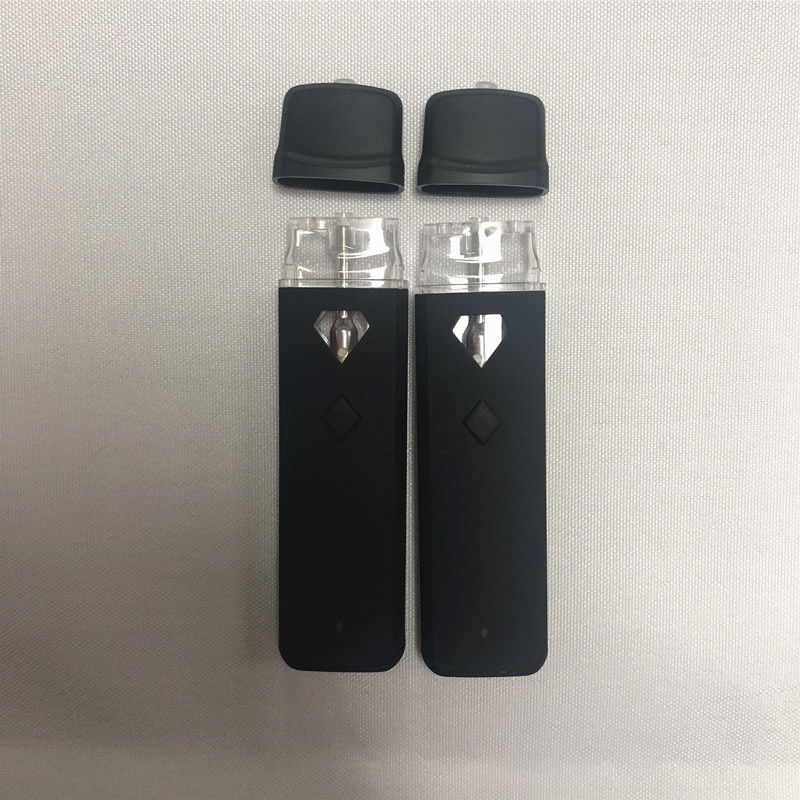 500 stks 2 ml voorverwarming vape pen lege wegwerpbare wegwerp e-sigaretverdampers met diamanten venster raam keramische spoel dikke oliekarretjes oplaadbare 320 mAh batterij