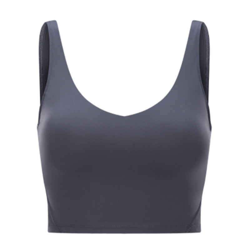 LL Soutien-gorge de fitness classique le plus vendu pour femme sans anneaux en acier - Doux au beurre - LU - Gilet de sport pour femme - Coupe gym - Gilet de yoga - Dos résistant aux chocs - Coussin de poitrine amovible