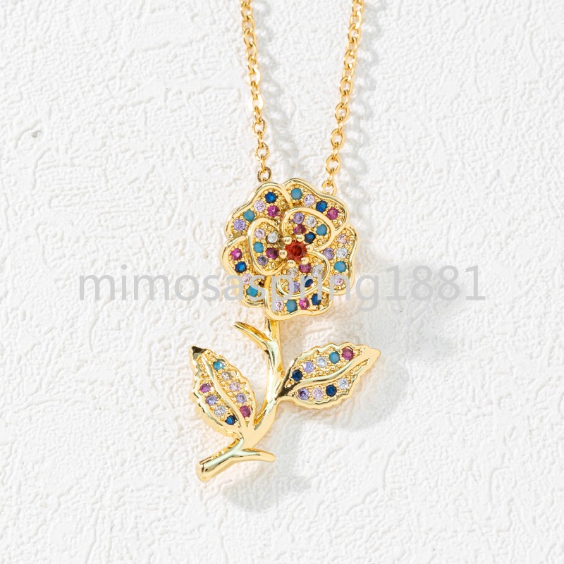 Vendita calda Collana di fiori di ciliegio in acciaio inossidabile Catena di fiori Collane con ciondolo in cristallo di girasole Gioielli Collier Femme