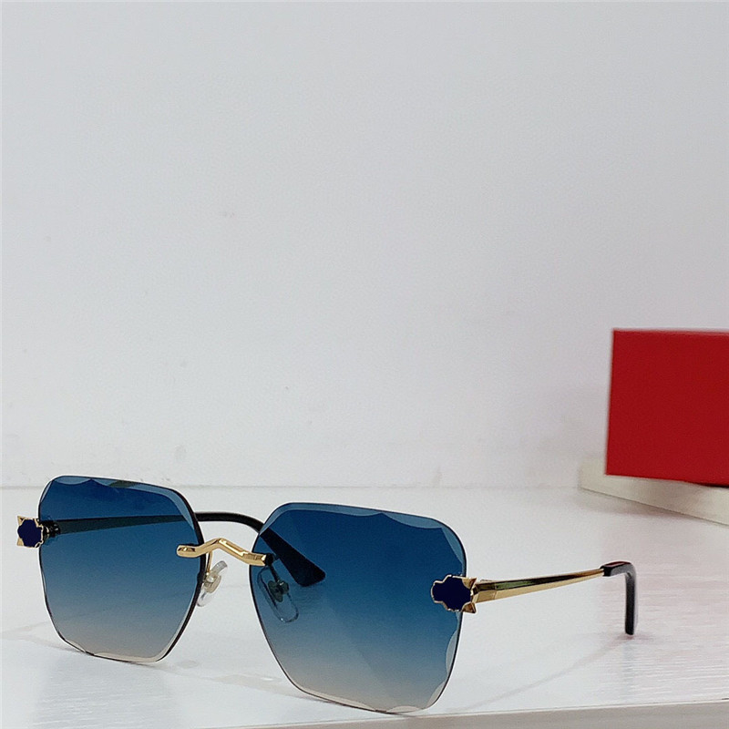 Nya modedesign Square Solglasögon 0434S Metal Frame Rimless Cut Lens Enkel och populär stil mångsidig utomhus UV400 -skyddsglasögon