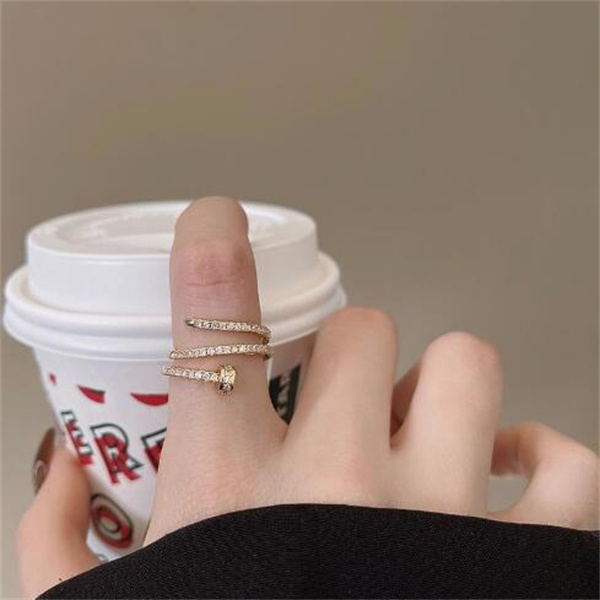 Fashion designer multilayer nail ring stainless steel Jewelry Exquisite 14K Real Gold Plated AAA Zircon Ring Elegant Women's Opening Adjustable Wedding Gift AB253