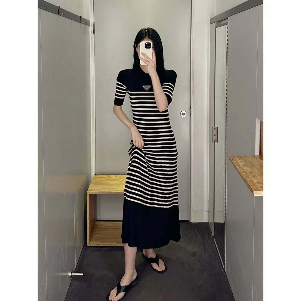 Designer Women's casual dress Classic promdress dresses Simple high-quality Knitted fabric has a high elastic weight of approximately 40-652KG women spring autumn