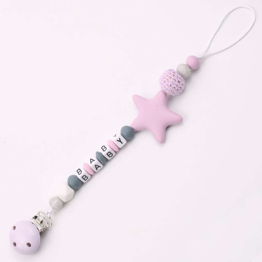 INS Mother and Baby Products Silicone Pacifier Five Pointed Star Anti Drop Chain