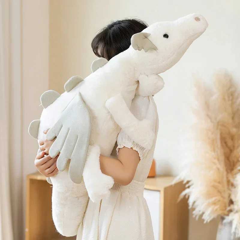 Poupées en peluche géantes en peluche douce, petit dragon des neiges, jouets en peluche, dinosaure blanc et vert, animal en peluche, cadeau d'anniversaire pour enfants