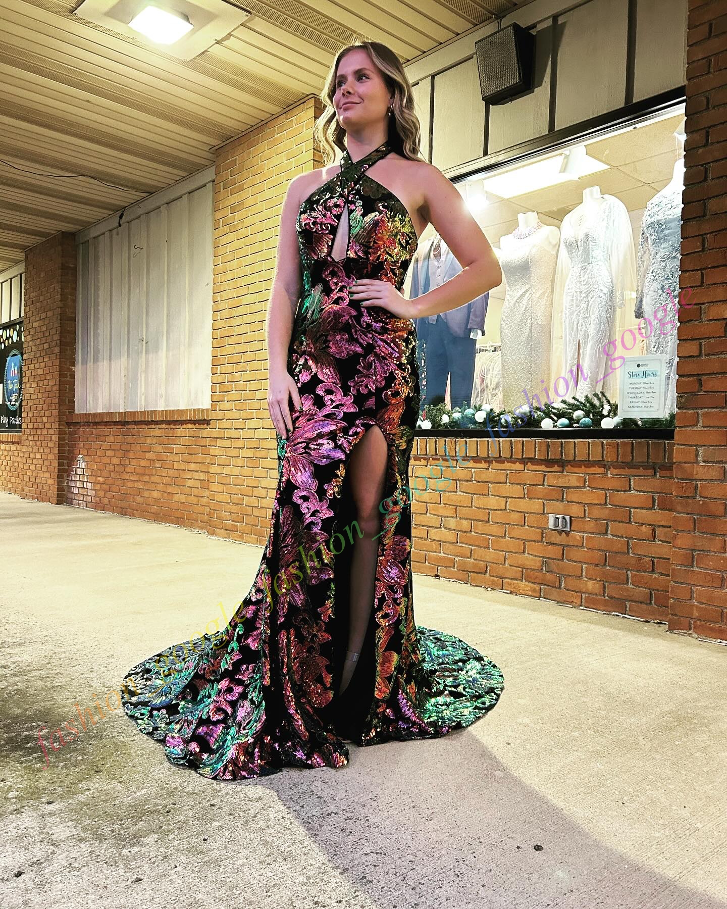 Robe de soirée dos nu croisé fente motif floral paillettes velours longue robe de soirée invité de mariage hiver événement formel bal de fin d'année occasion spéciale gala concours de beauté trou de serrure