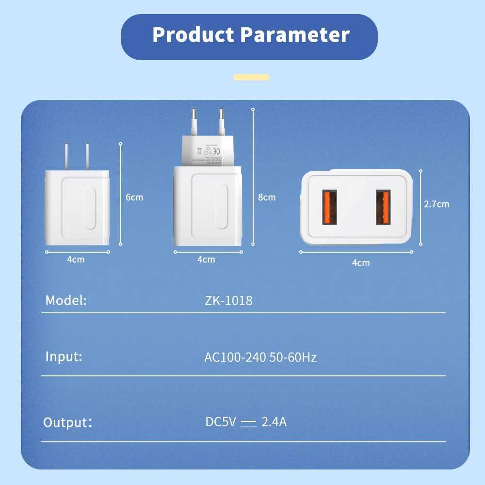 Cep Telefon Şarj Cihazları Samsung 5V 2.4A Çift Bağlantı Noktası USB Seyahat Ücret Adaptörü AB/US Fiş Cep Telefonu Şarj Cihazı için Evrensel USB Duvar Şarj Cihazı