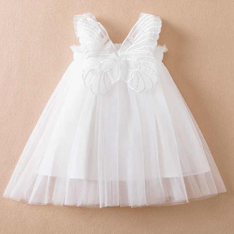 Vestidos de menina Novos garotas garotas Butterfly Wings Fairy Princess Dress Lovely Kids Kids Summer Tulle Tulle Dress Child Birthday Dress Dress D240419