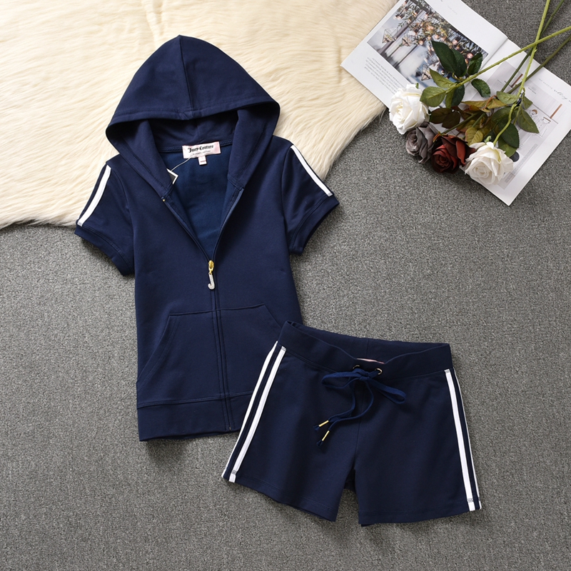 Women Cotton Sportswear Short Sleeved Shorts Sets Women's Summer Hooded Casual Tracksuit Set