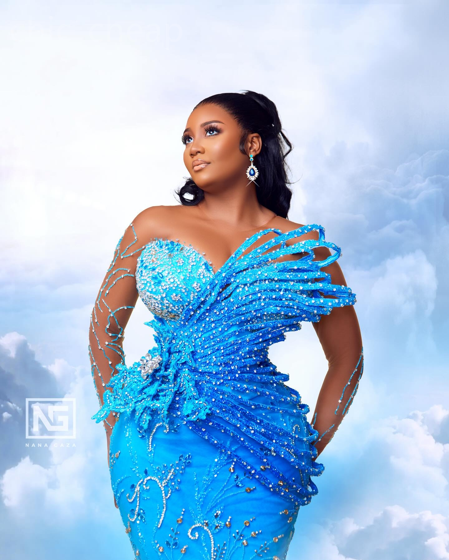 2024 ASO EBI BLUE MERMAID PROM DRESS 스팽글 파란색 크리스탈 저녁 공식 파티 두 번째 리셉션 생일 약혼 가운 드레스 로브 드 SOIREE ZJJ59