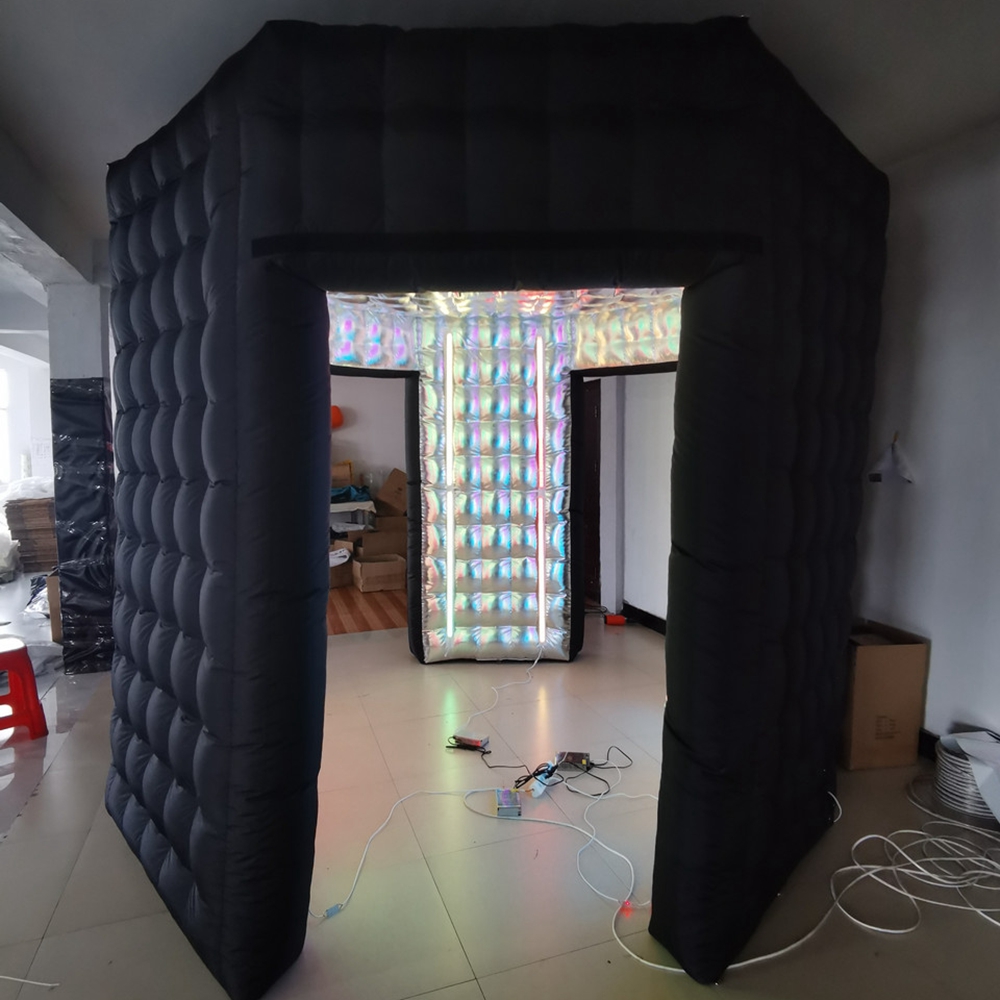 Inflatable Octagon 360 photo booth backdrop Enclosure with LED Lights for Machines Show Parties Photography