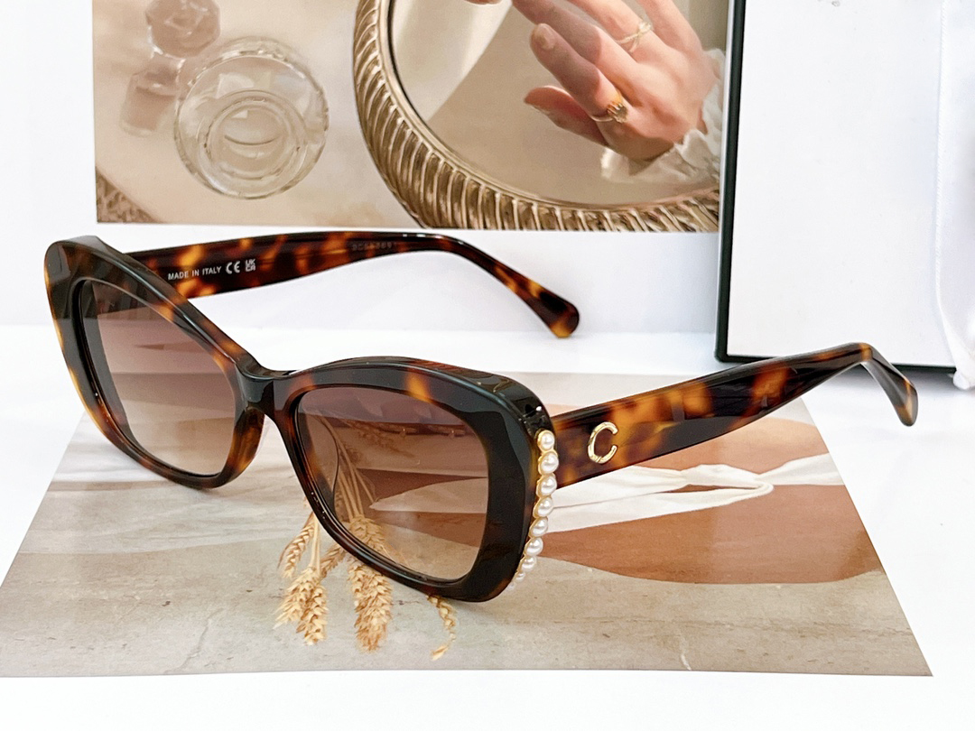 نظارة شمسية مصممة فاخرة للنساء نساء 5481 لؤلؤة كاكي إطارات بني UV400 عدسة Cat