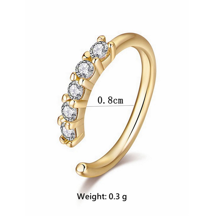 Mini rangée unique zircon diamant fin ultra étincelant exquis avec anneau d'ouverture en diamant décoration de nez clou de nez anneau de nez de perforation humaine