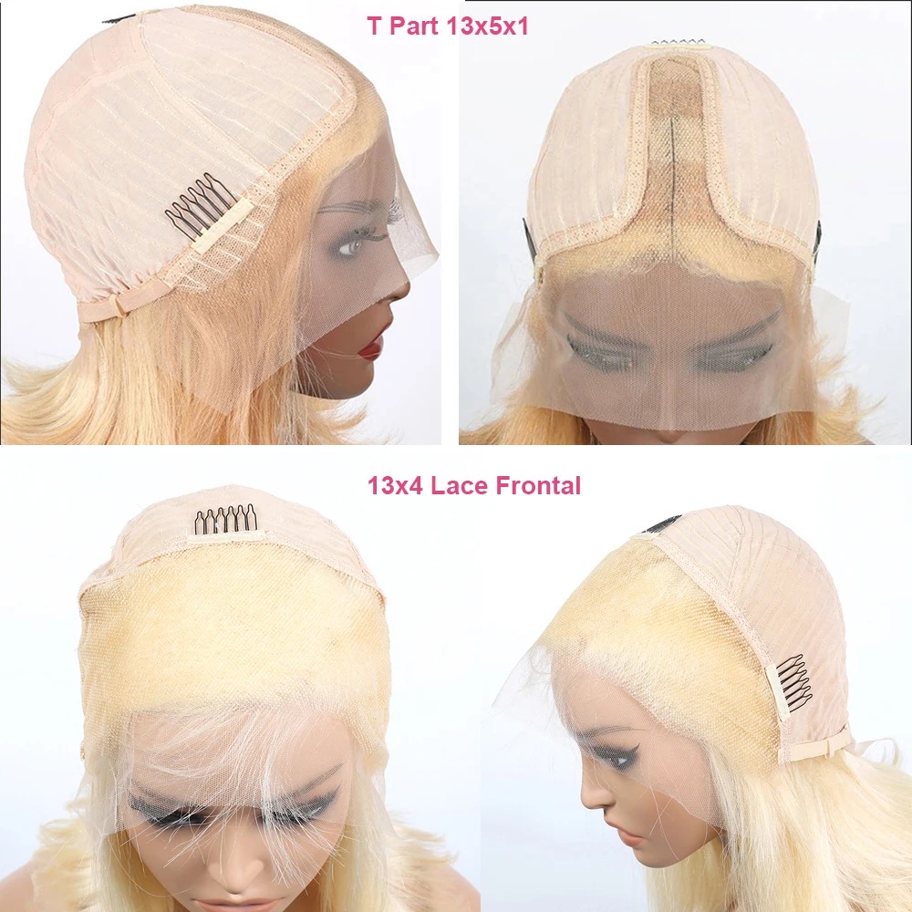 Short Bob Wig 613 Honey Blonde Color Brazilian Straight Bob Wig T Part Lace Front Human Hair Wig 13x4Lace Frontal Wigs for Women