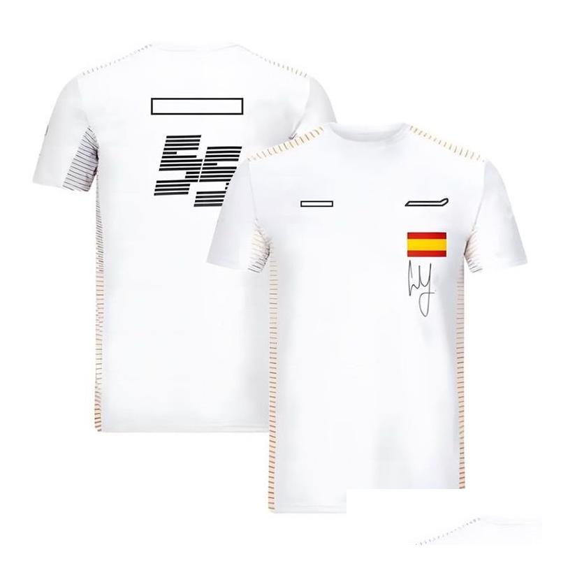 Motorcykelkläder F1 Driver T-shirt Mens Team Uniform kortärmad fläktkläder Casual Sports Round Neck Racing Suit kan vara Customiz Otbmk