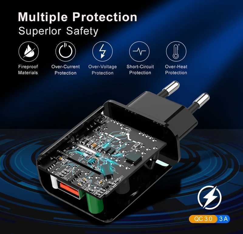 Зарядные устройства для сотовых телефонов 18 Вт, 3 А, USB-кабель для быстрой зарядки типа C для Samsung S21 S20 Ultra A50 A70 A51 A71 Note 20 10 Plus Huawei