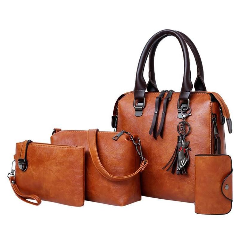 Women Vintage Set Tote Handbag Shoulder Bag Messenger Blosa Day Clutch Four Pieces Crossbody Duffel Bags301T