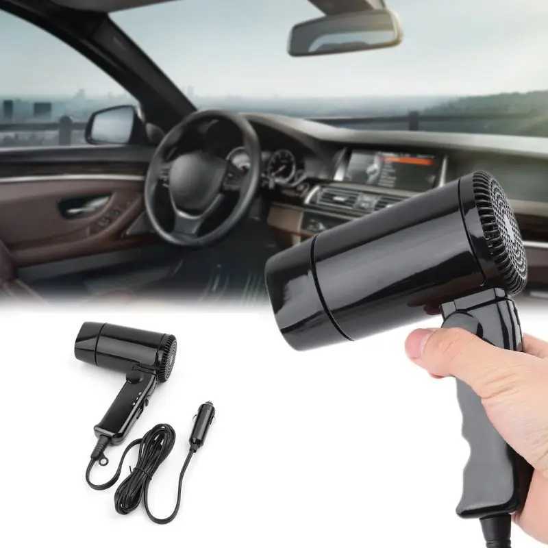 Hair Dryers Portable 12V Car-styling Hair Dryer Hot Cold Folding Blower Window Defroster