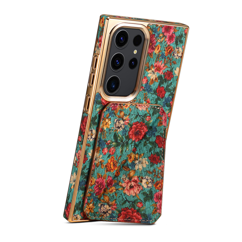 Luxury Graffiti Flower Print Plating Telefonfodral för iPhone 15 Plus 14 13 12 Pro Max Samsung Galaxy S24 S23 Ultra S23Fe Magnetic Card slot Läderplånbok Kickstand Shell