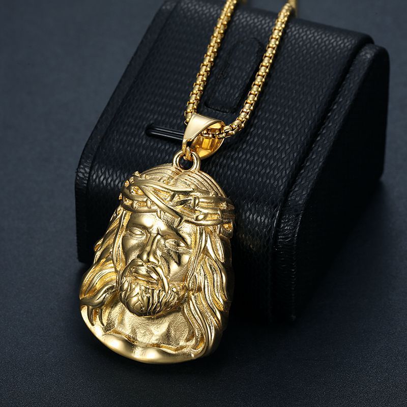 Anhänger Halsketten Hip Hop Strass Gepflastert Iced Out Gold Farbe Edelstahl JESUS PIECE Anhänger Halskette Für Männer Rapper Schmuck