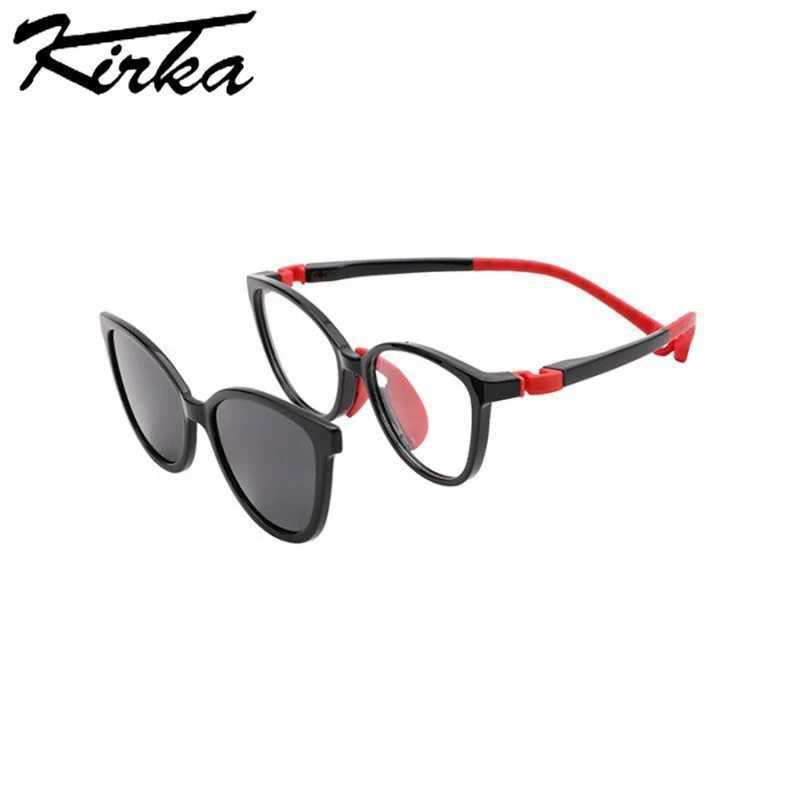 Sonnenbrille Kirka Magnetische Sonnenbrille für Mädchen Jungen Brillen Cat Eye Sonnenbrille UV400 Sonnenbrille Clip-on TR Soft Glassess für Kinderbrillen YQ240120