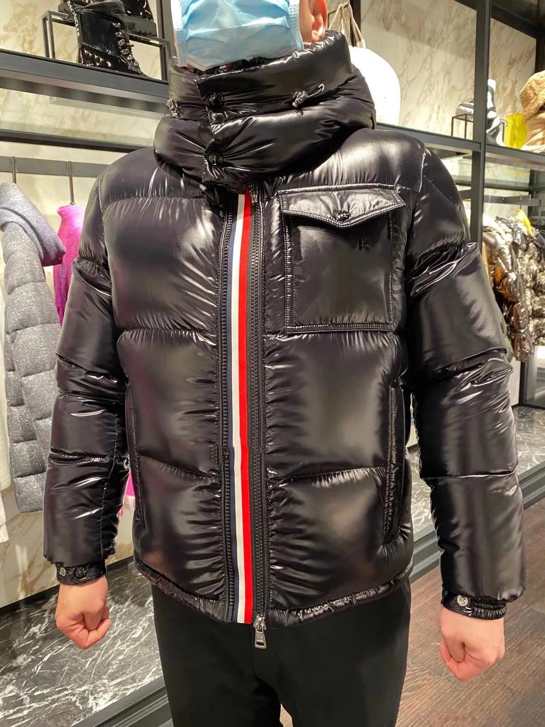 Designer high-quality down jacket men's short winter trend for women couples 90% duck down thickened shiny coat jacket