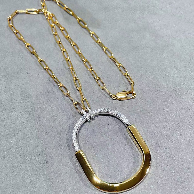 Modedesigner hästsko lås huvud diamant hänge halsband s925 sterling silver 18k guld 8a cz moissanite lyxörhängen sätter klassiska smycken med ruta 1f2y mbtr