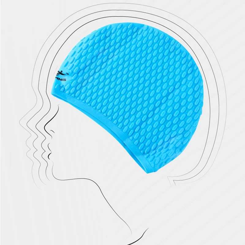 Kapitale Wodoodporne elastyczne silikonowe uszy długie włosy ochrona basenu basen wodny sporty nurkowe każenie kąpielowe kapelusz dla mężczyzn dorośli YQ240119