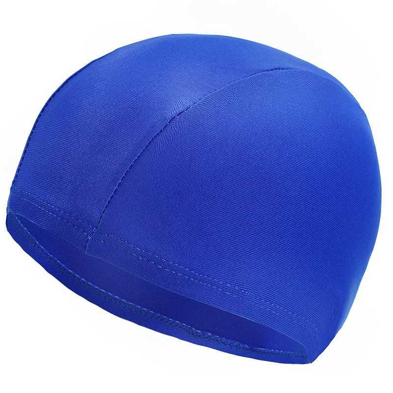 Swimming Caps New Swimming Cap Elastic Waterproof PU Fabric Protect Ears Long Hair Sports Swim Pool Hat Free Size for Men Women Solid Color YQ240119