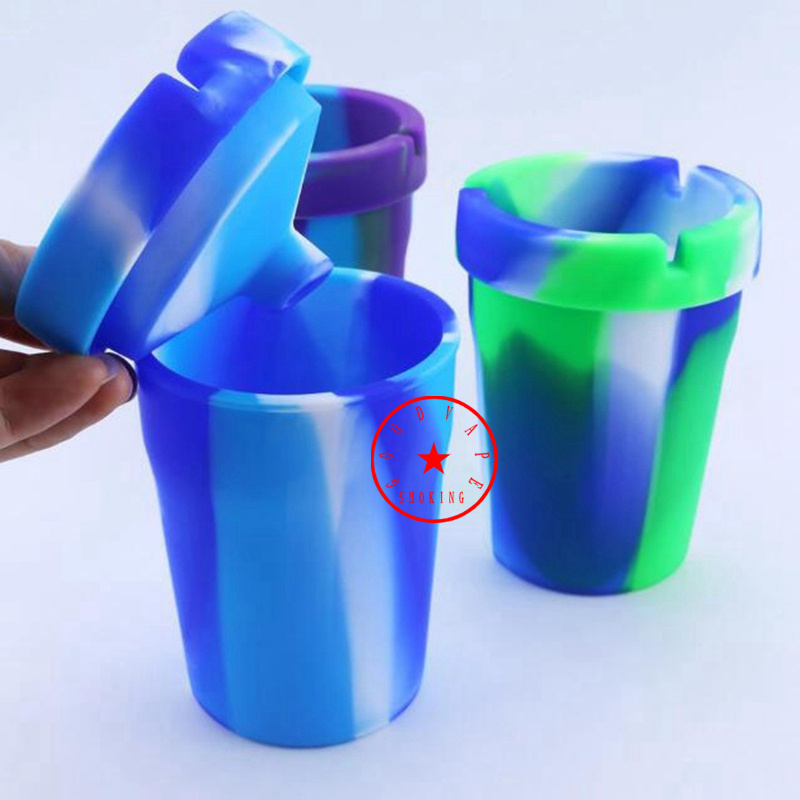 Newest Colorful Silicone Smoking Desktop Car Ashtrays Portable Innovative Easy Clean Herb Tobacco Cigarette Cigar Holder Ash Soot Container Ashtray