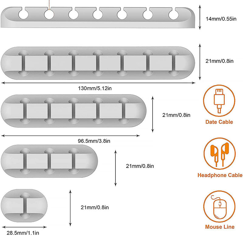 Białe klipsy kablowe organizator zarządzania kablem Organizatorzy Organizatorzy USB Kabel Organizator Organizator przewodu