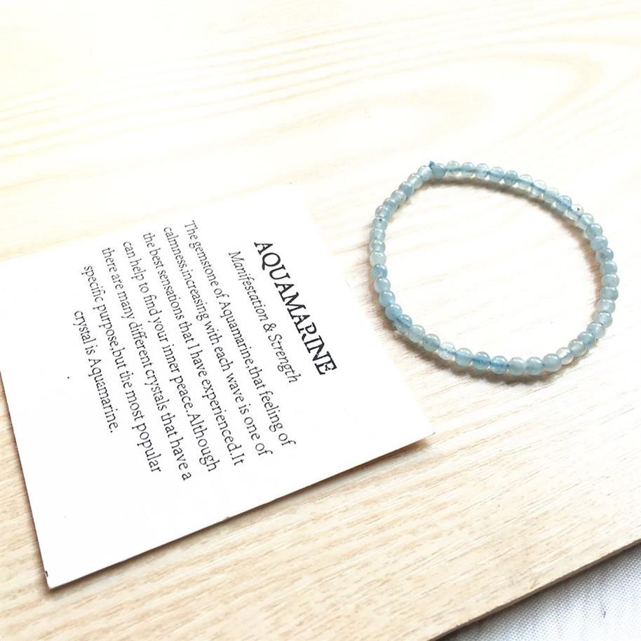 MG0103 Whole AA Grade Aquamarine Bracelet 4 mm Mini Gemstone Bracelet Natural Stone Yoga Mala Bracelet Energy Jewelry264W