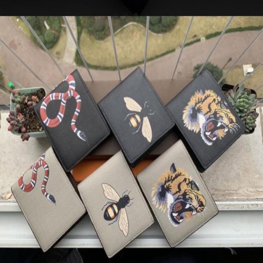 Mężczyźni Zwierzęta Krótki portfel skóra czarny wąż tygryse portfele pszczoły Kobiety Luksusowy styl luksusowy portfel Portfel z pudełkiem na prezent Top 259o