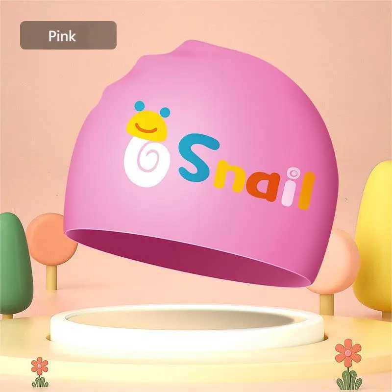 Swimming Caps 2023 Children's Silicone Swimming Cap Boys and Girls Waterproof Long Hair Ear Muff Cute Cartoon Swimming Cap YQ240119