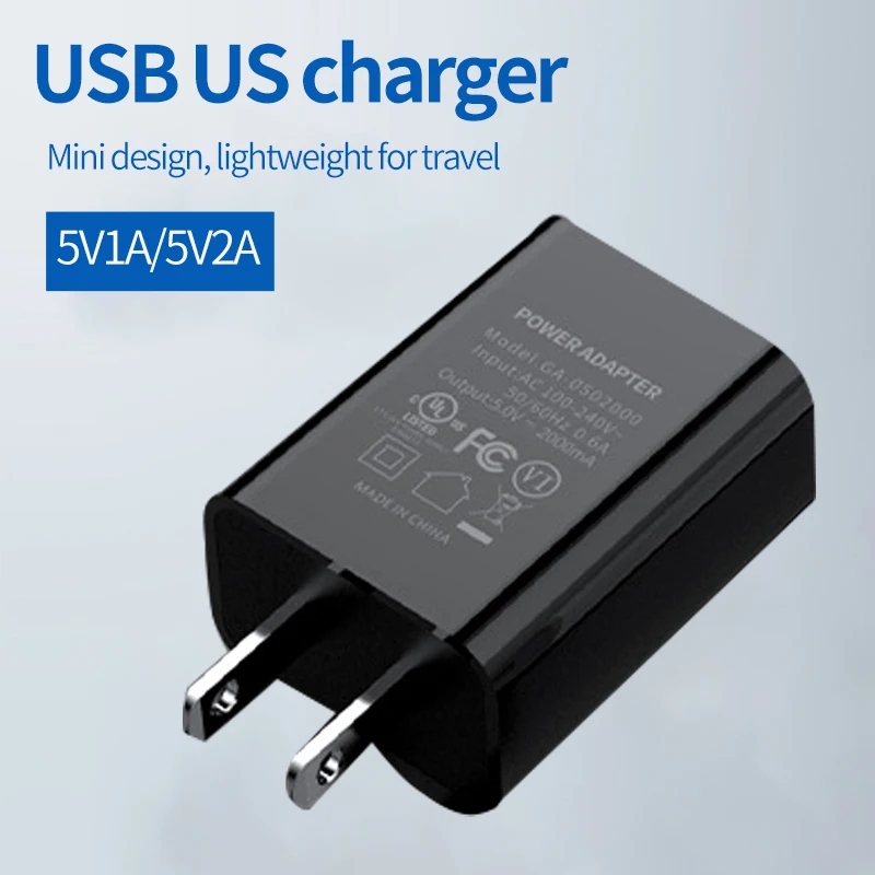 5V 2A 1A US Plug Charging USB Interface Mobile Phone LED Light Power Adapter Convenient Travel Charger