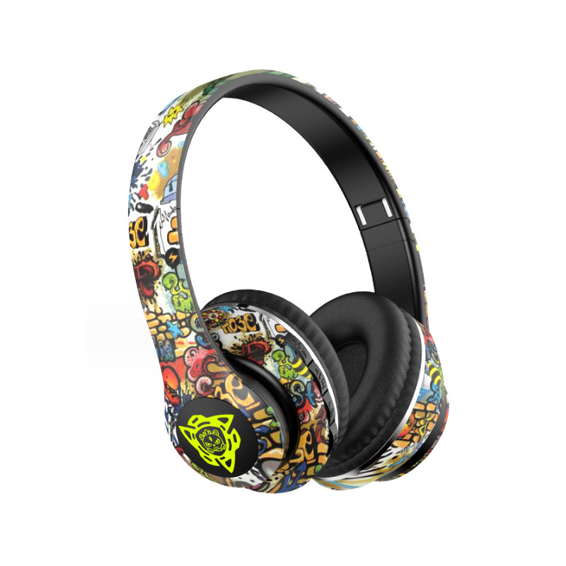 P35 Graffiti Auriculares Inalámbricos Bluetooth 5.0 Auriculares Luz LED Juegos Tarjeta Inalámbrica Sonido Estéreo Color Auriculares Luminosos Para Teléfonos Inteligentes