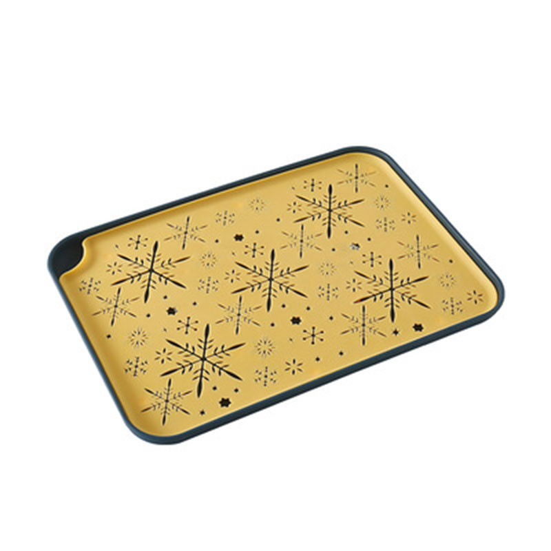 Bandeja de postres de drenaje de doble capa de plástico rectangular multifunción Bandejas de almacenamiento Suministros de cocina Cocinas para el hogar Patrón de nieve de frutas Z110