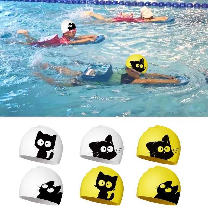 Bonnets de natation Bonnet de bain pour enfants Bonnet de bain en silicone pour garçons filles Bonnet de bain confortable et extensible dans différentes couleurs attrayantes YQ240119