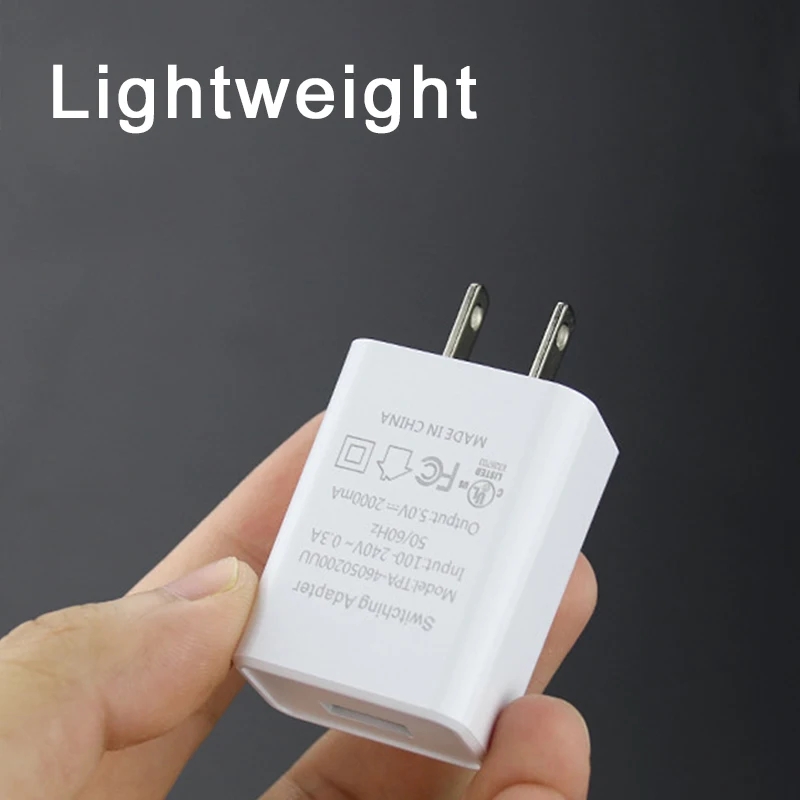 Prise US 5V 2A 1A, Interface USB, adaptateur d'alimentation pour téléphone portable, lumière LED, chargeur de voyage pratique