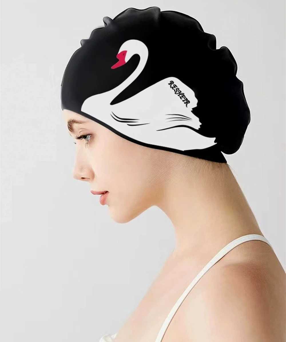 Cuffia da nuoto Cuffia da nuoto in silicone adulti Cuffia da bagno Nuoto Elastico Cappello da surf Cuffia da bagno Protezione le orecchie Capelli lunghi Cuffia da bagno Accessorio piscina YQ240119