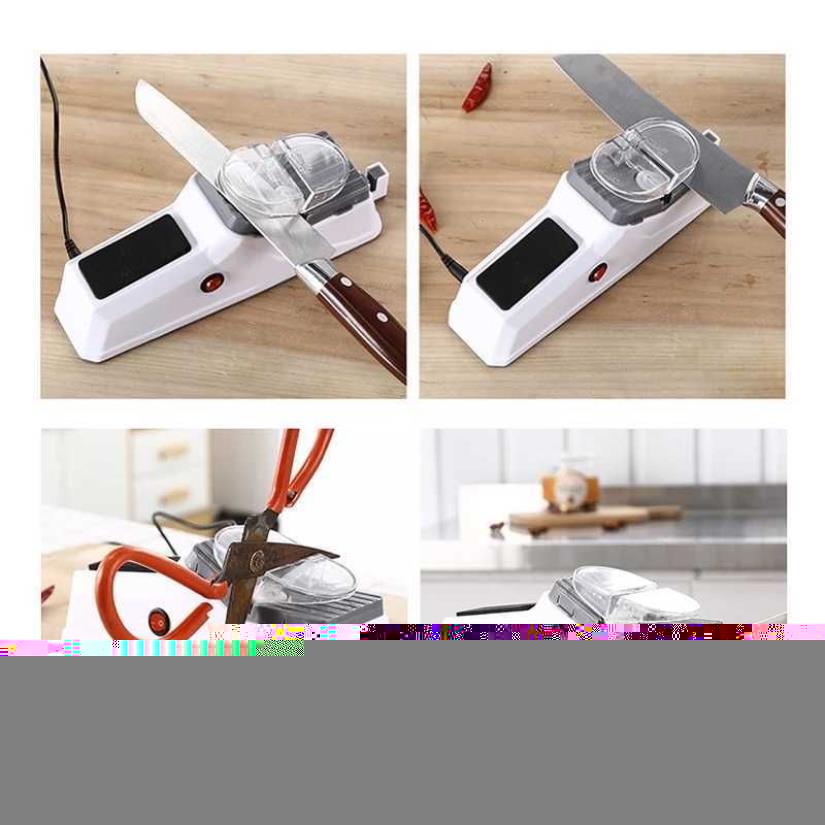 USB Electric Knife Sharpener Adjustable For Kitchen Knives Tool Scissor Sharpening White medium and fine grinding blade 210615240C