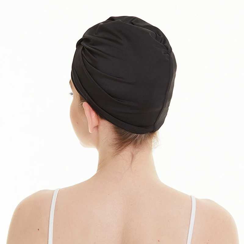 Long Hair Women Female High Elastic Swimming Cap Water Sports Swim Pool Caps Bathing Hat Dual Layer Stretchy Nylon Fabric Turban YQ240119