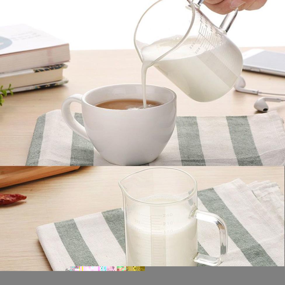 Misurino in vetro ad alta borosilicato uso alimentare Pentola Bollitore Tazza il latte trasparente Microonde riscaldabile Accessori la cucina 2012581