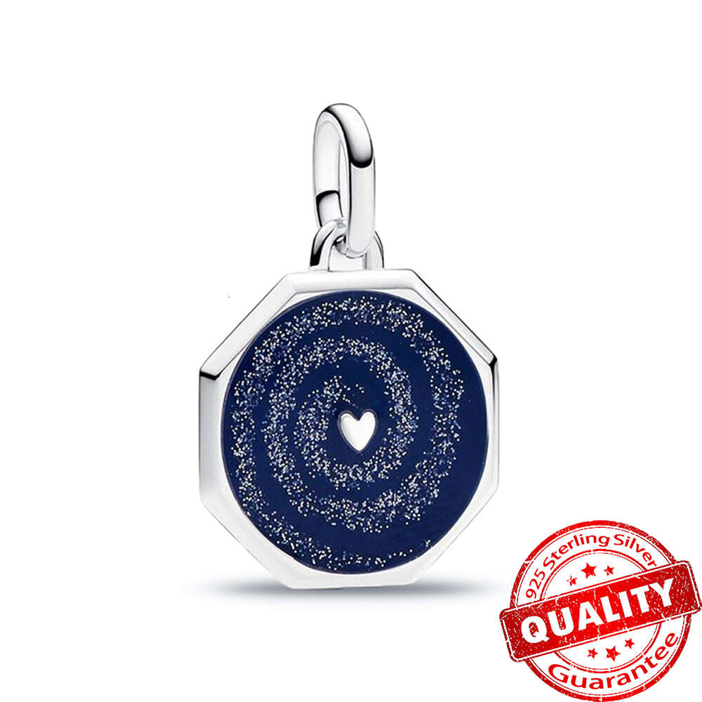 ME Series Sterling Sier Blue Celestial Galaxy Heart Medalion Charm