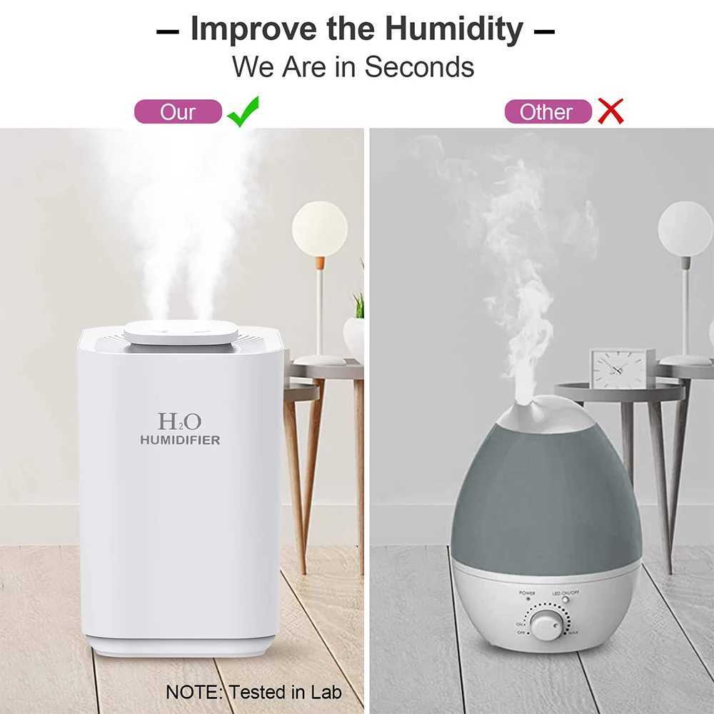 Luftfuktare luftfuktare för sovrum aroma diffusor ultraljud cool mist maker fogger sprayer dubbel munstycke 3.3L stor kapacitet luftfuktare yq240122