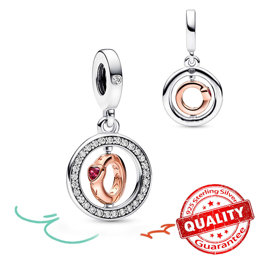 Autentyczny szterling Sier Rose Gold Bells Padlock Heart Dziec