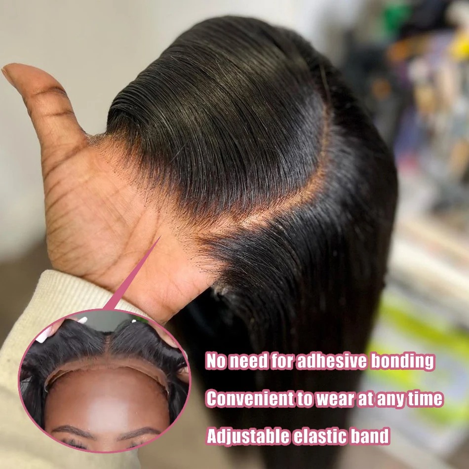 Peluca sin pegamento con cierre de encaje para mujer, cabello humano con pelo de bebé, peluca con malla frontal recta de 13x4, prearrancada para mujer