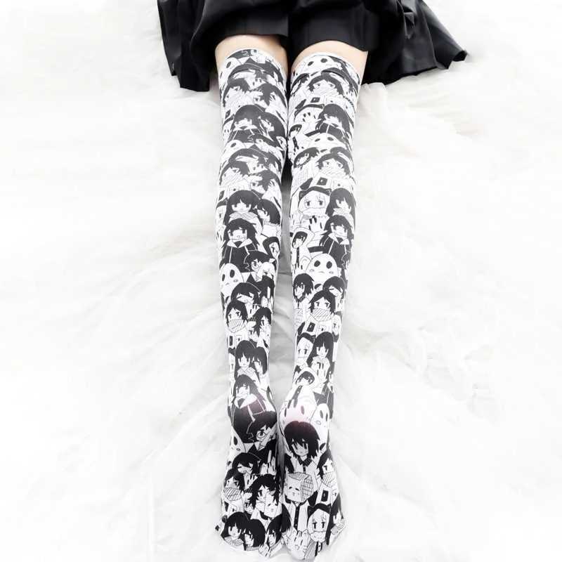 Socks Hosiery Fashion Women Over Knee Stockings Cartoon Japanese Anime Striped Halloween Cat Claw Lolita Harajuku Sweet Sexy Thigh Stockings YQ240122