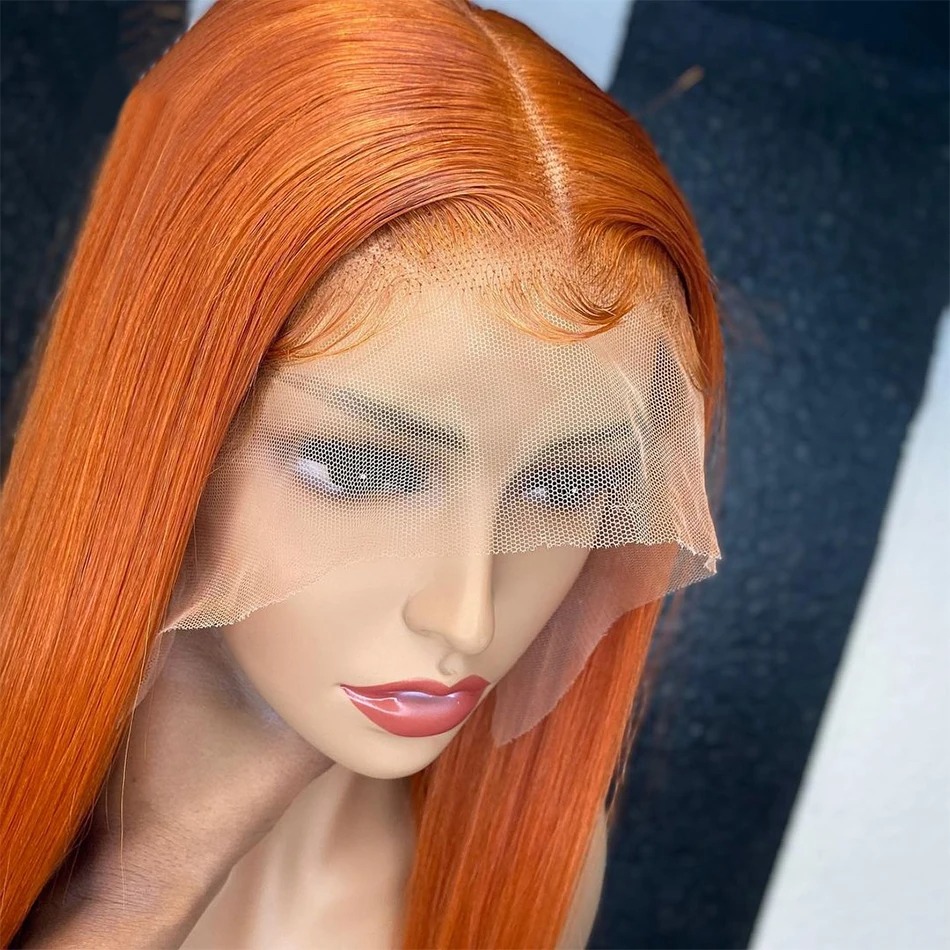 32 34 Zoll Orange Ingwer Lace Front Perücke Echthaar 13x4 Knochen gerade Frontal Perücke vorgezupfte farbige Echthaarperücken für Frauen